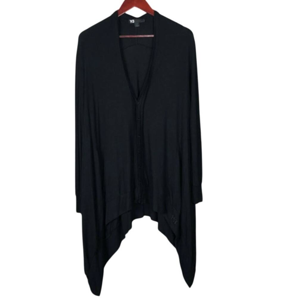 Adidas Y3 Yohji Yamamoto Black Drape Cardigan Womens Longsleeve XS